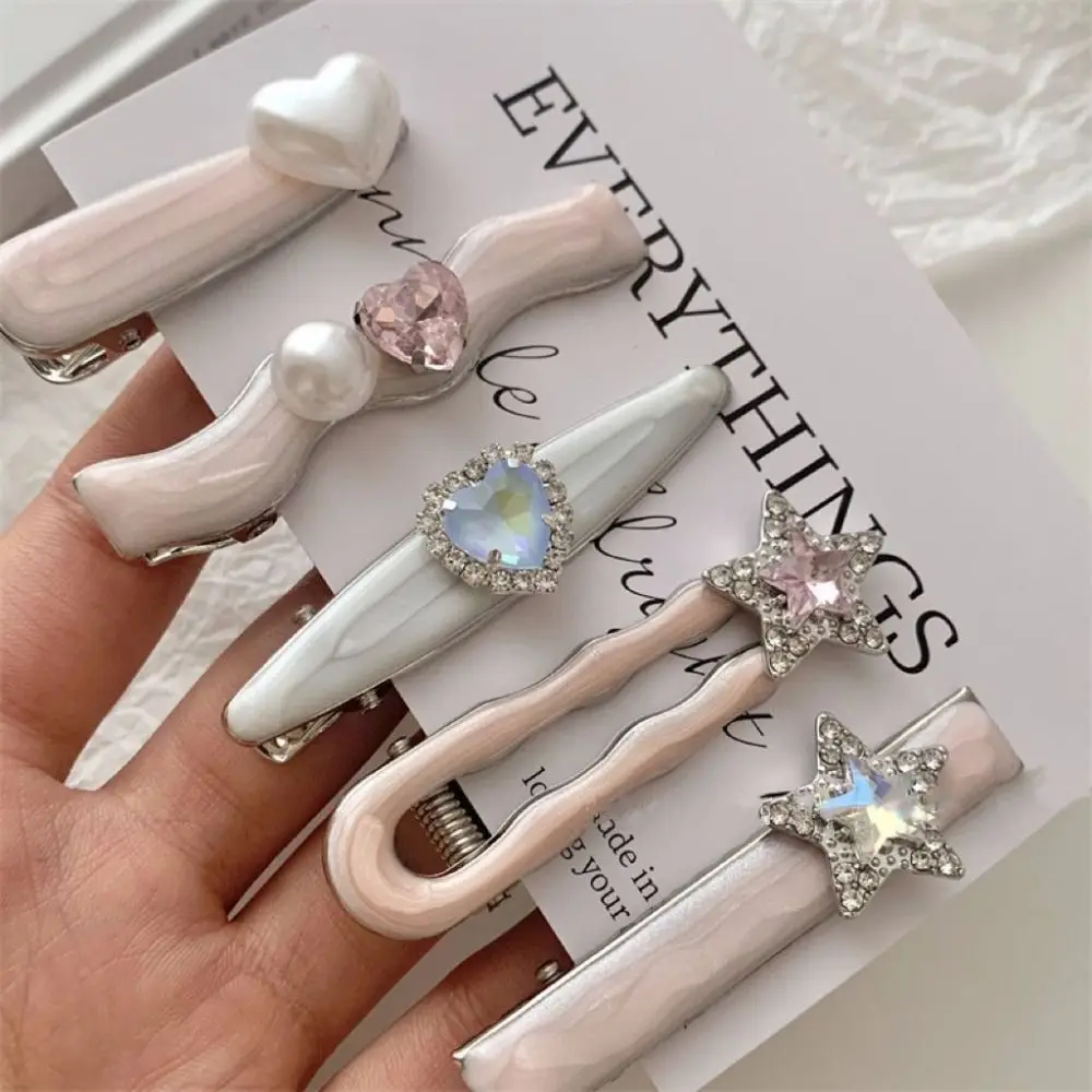 5 pçs/set na moda doce galáxia rosa grampos de cabelo legal brilhante forma do coração grampos de cabelo estrela pentagrama strass presilhas mulheres meninas