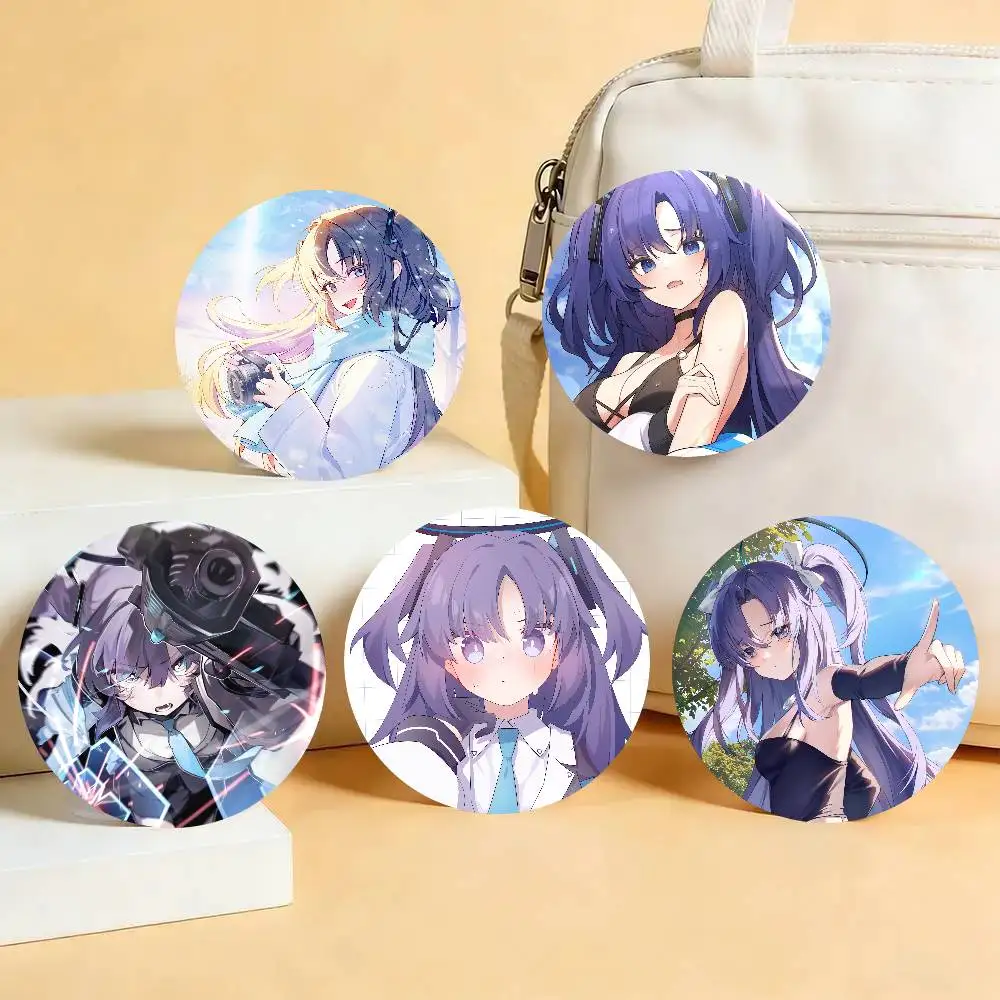 Hayase Yuuka Anime Blue A-archive Badge Tinplate Meme Round Brooch For Hat Bag Creative Lapel Jewelry Accessories Gifts