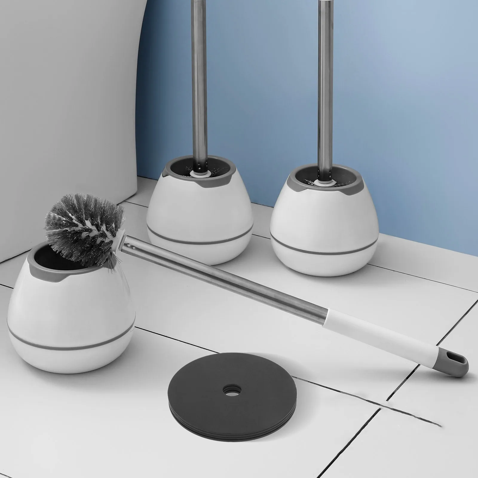 

4Pcs Round Disc Toilet Brush Lid Stink Proof Splash Shield for Clean Bathroom Accessories Toilet Cleaning Brush Lid