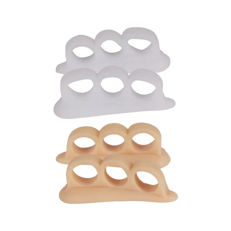 Three Holes Silicone Bunion Foot Care Straightener Orthopedic Toe Separators Finger Correction Spreader Protector Pad 4pcs=2pair