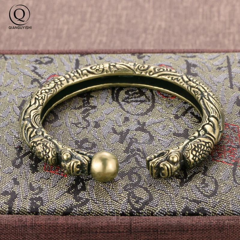 Vintage Brass Dragon Bracelet Jewelry Fashion Accessories Punk Men Link Chain Wristband Cuff Bracelets For Women Bangles Jewelry