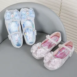 Disney Frozen Princess Elsa Cartoon Soft Sole Sandals Baby Girl Princess Crystal Shoes Children Flat Girl Shoes Size 23-34