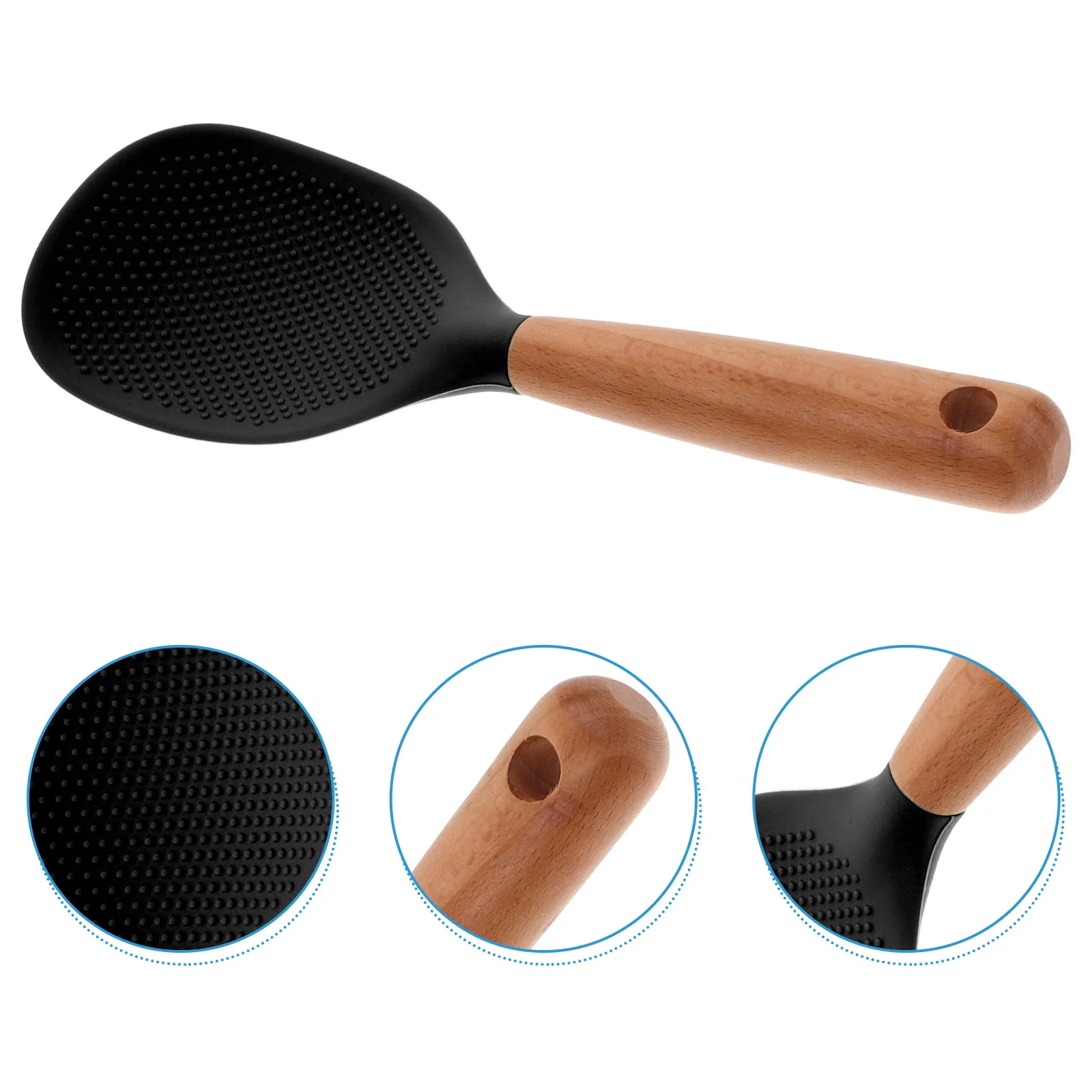 Reisschaufel, Antihaft-Reisspatel, Servierlöffel aus Silikon mit Holzgriff, Küchenutensil für Sushi und Kartoffelpüree