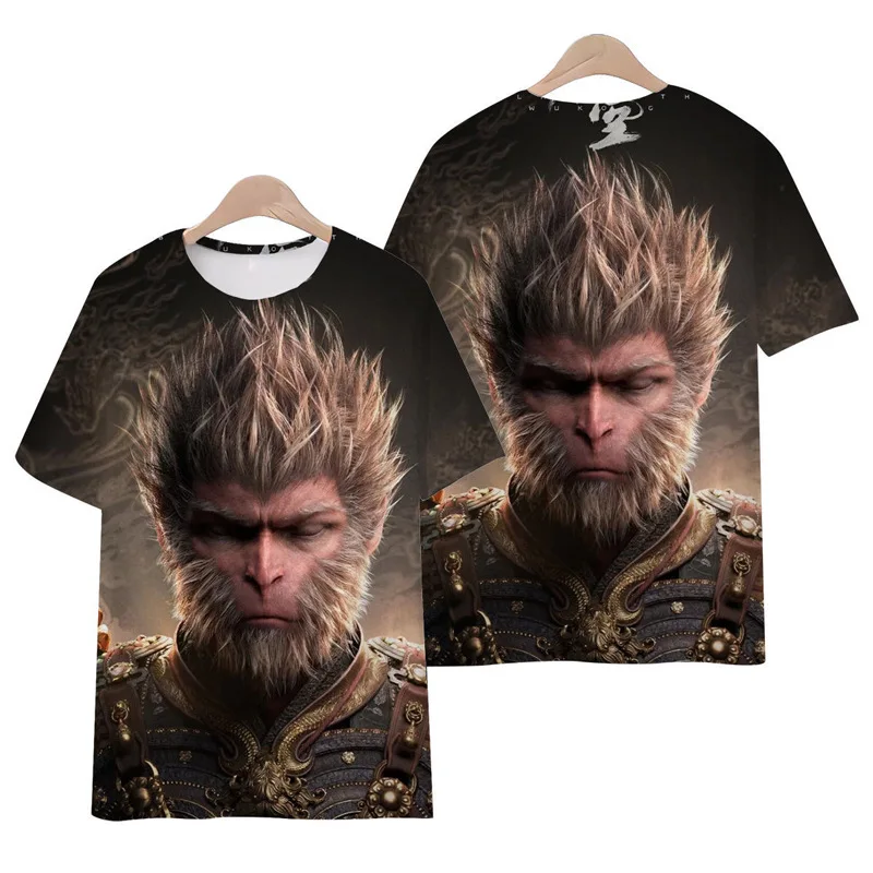 Game Black Myth Wukong Sun Wukong Cosplay Printing T Shirt Short Sleeve Top Unisex Teen Clothes Uniforms Halloween Party Clothes