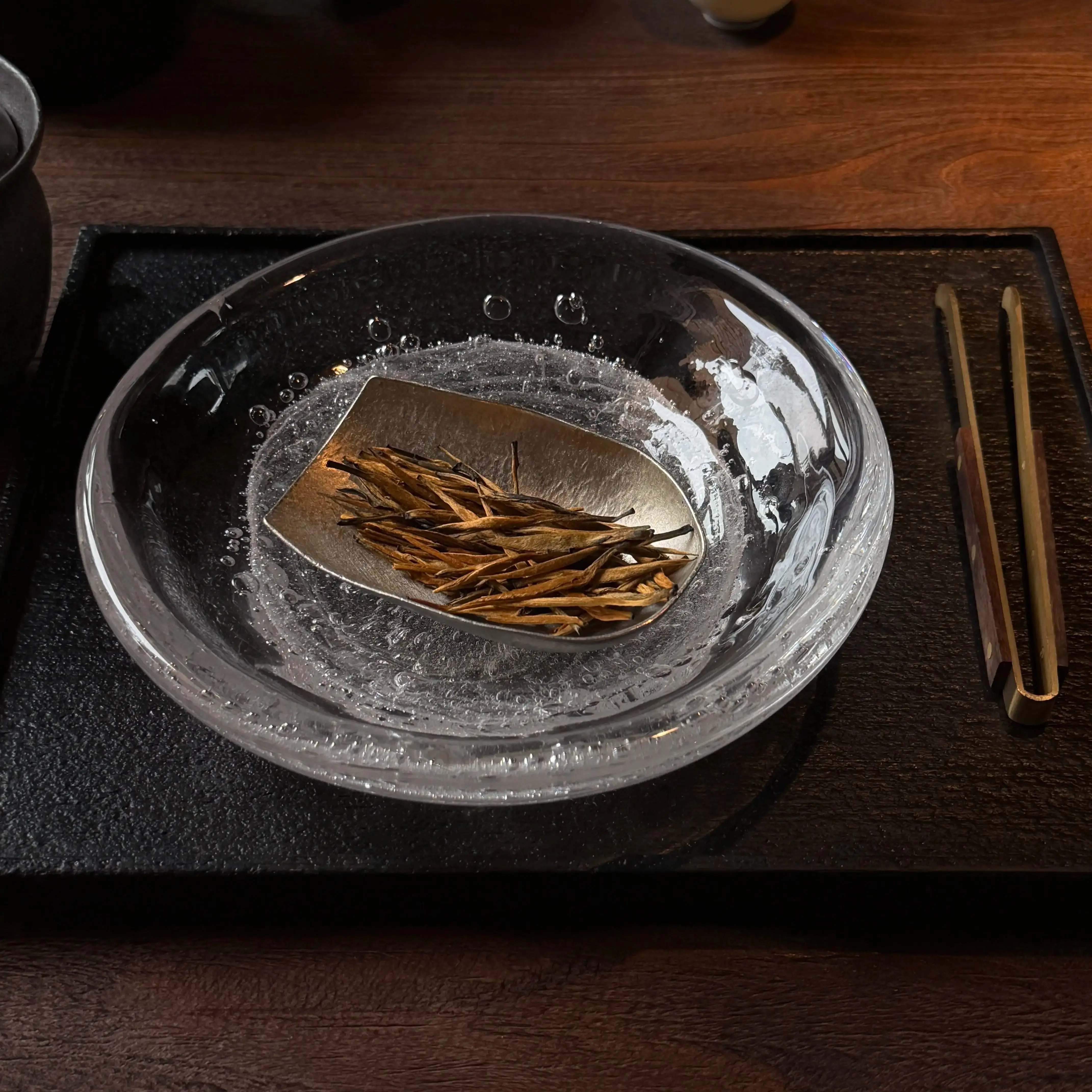 Handmade Retro Round  Bubble Glass Tea Tray Japanese-style Sand Texture Pot Coaster for Tea Ceremony