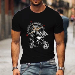 Mountain Motorcycle and Compass Graphic Tshirt Funny Trip Men Shirt Fashion Harajuku T-shirt Loose Men Brand Motorcycle T-shirts