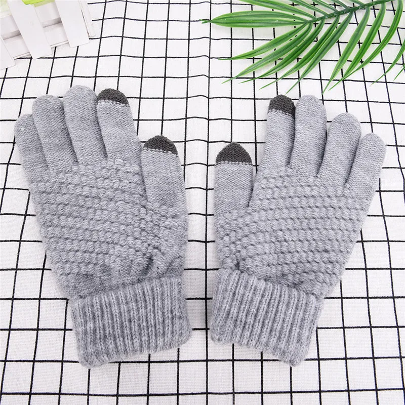 1 пара вязаных зимних теплых шерстяных перчаток, компьютерные перчатки с сенсорным экраном, мужские и женские утолщенные велосипедные перчатки для телефона, ПК