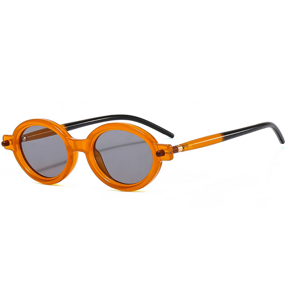 SHAUNA Ins popularne mody małe owalne okulary przeciwsłoneczne damskie Retro przezroczystego szkła z efektem oceanu mężczyźni nity punkowe okulary odcienie UV400 — zdjęcie 2