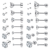 LUXUSTEEL Stainless Steel Round Cubic Zirconia pendientes mujer piercing 2022 Silver Color Multilayers Size Small Earrings Party