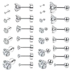 LUXUSTEEL Stainless Steel Round Cubic Zirconia pendientes mujer piercing 2022 Silver Color Multilayers Size Small Earrings Party