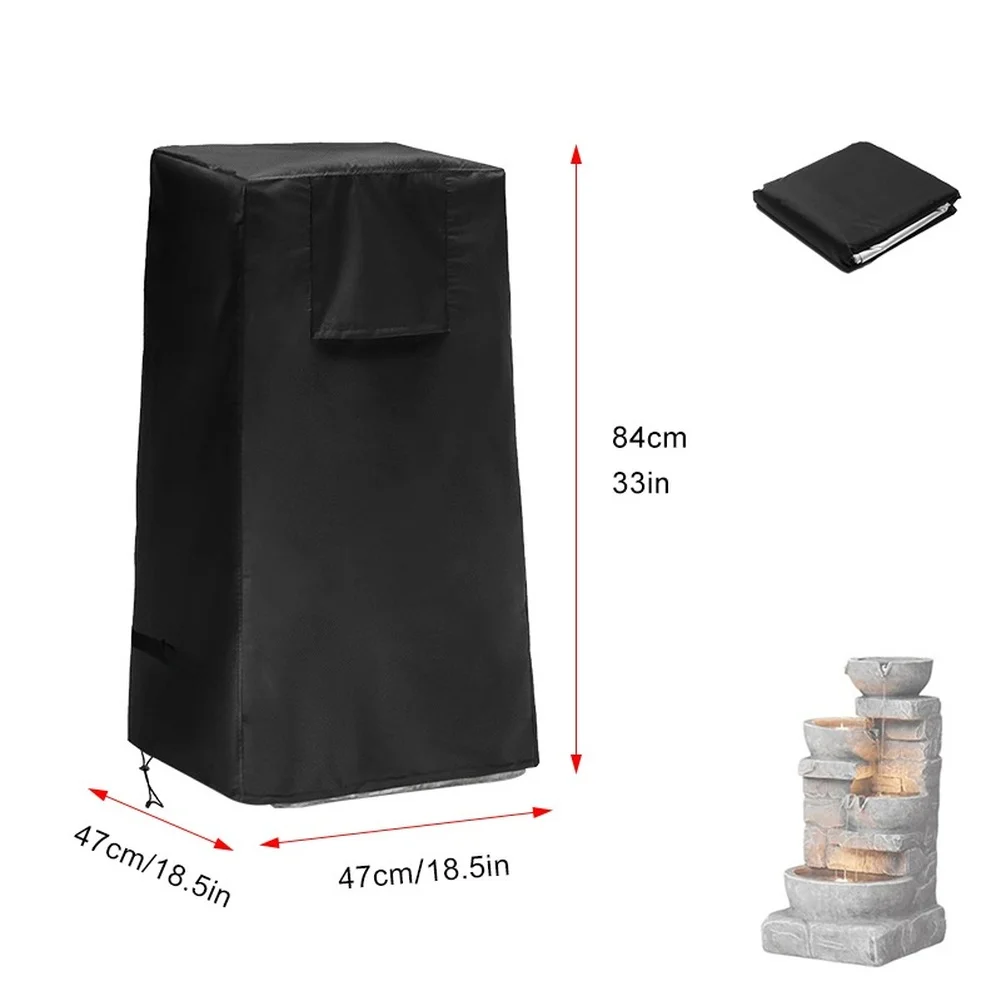 Oxford Fabric Fountain Cover 47x47x84cm for Black WaterFor WindFor for Stacked Stone Fountain Dust Snow Rain Protection