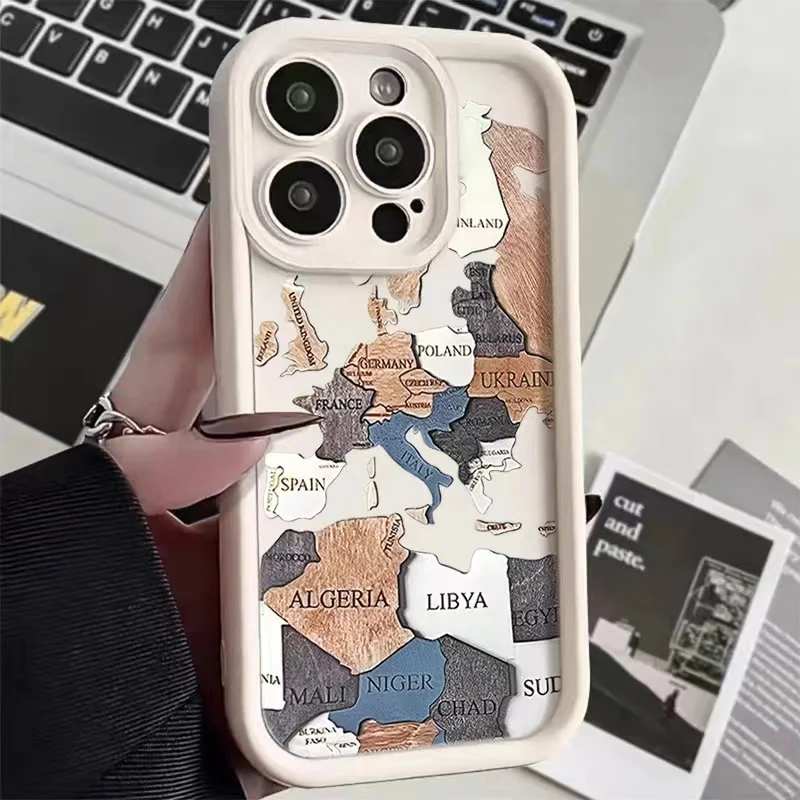 For Redmi Note 12 Pro 5G Case Europe Map Sea Wave Coque for Xiaomi Redmi 12 12C 10C Note12 Tubro 11 Pro Plus 10S Soft Back Cover