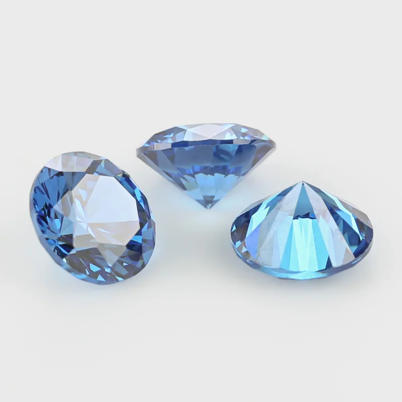 Size 3.0~10mm AAAAA Round CZ Stone European Machine Cut Middle Blue Zircon Synthetic Gems Cubic Zirconia For Jewelry