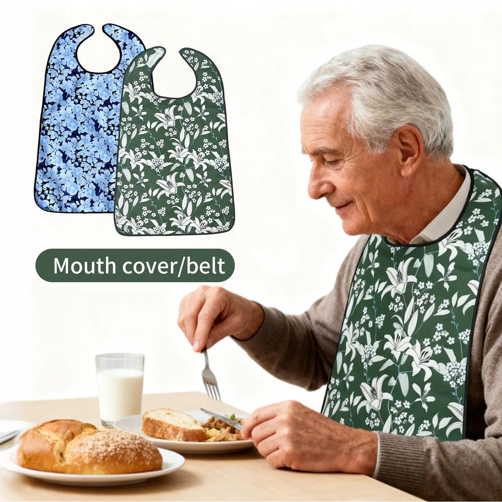 

Adult Bib 2 Pieces Double Layer Bibs For Eating Waterproof Washable Reusable Apron For Elderly Care Rehabilitation Eating Food