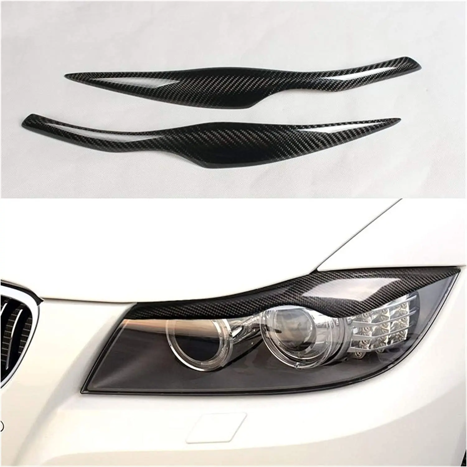 Real Carbon Fiber Headlight Eyelid For BMW 3 Series E90