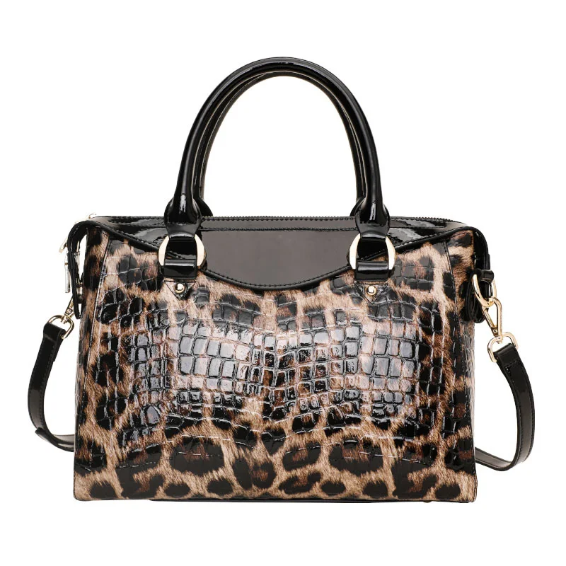 Genuine Leather Leopard Print Women\'s Bag 2024 New Fashion Women Handbag Versatile Cowhide Shoulder Bag Large Capacity Tote