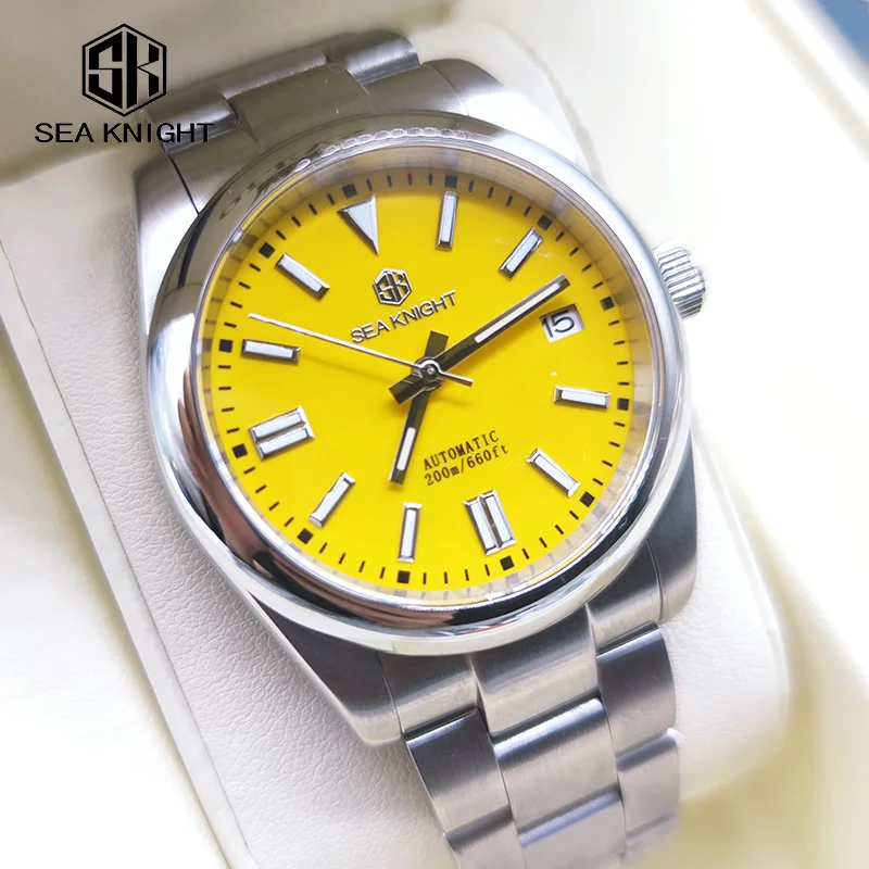 SEA KNIGHT Vintage 39mm Luxury Men Watch Stainless NH35A Sport Watches C3 Luminous 200M Waterproof Automatic Mechanical Watch