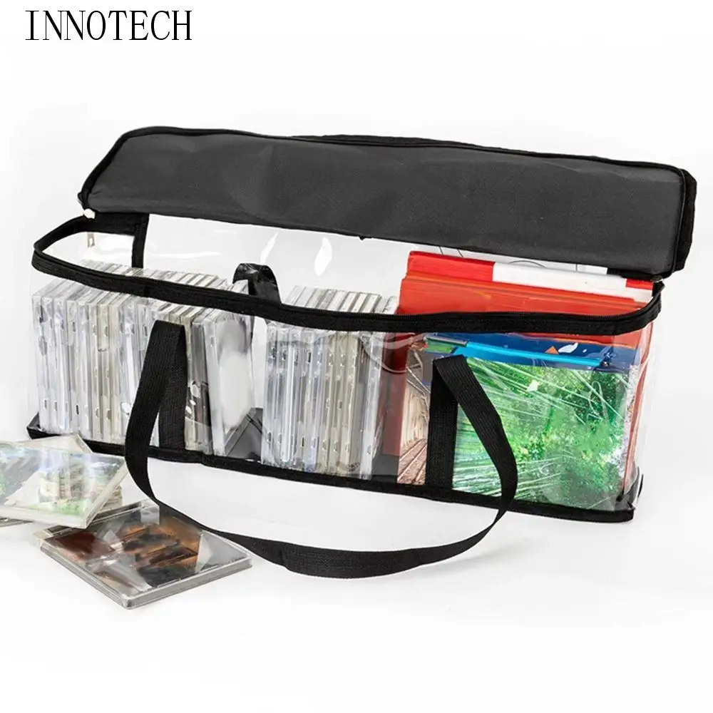 

Collapsible Pouch Dust Proof Book Storage Bag 60cm Large CD Holder Case with Handles Waterproof DVD Carry Bag Comic Book