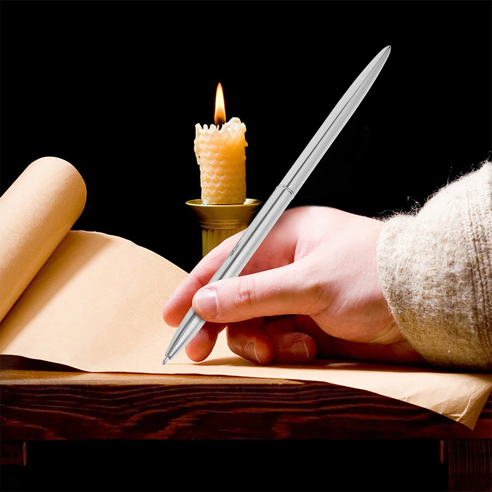 Stainless Steel Desktop Standing Signature Pen for Office Counter Use Multi-Function Writing Instrument