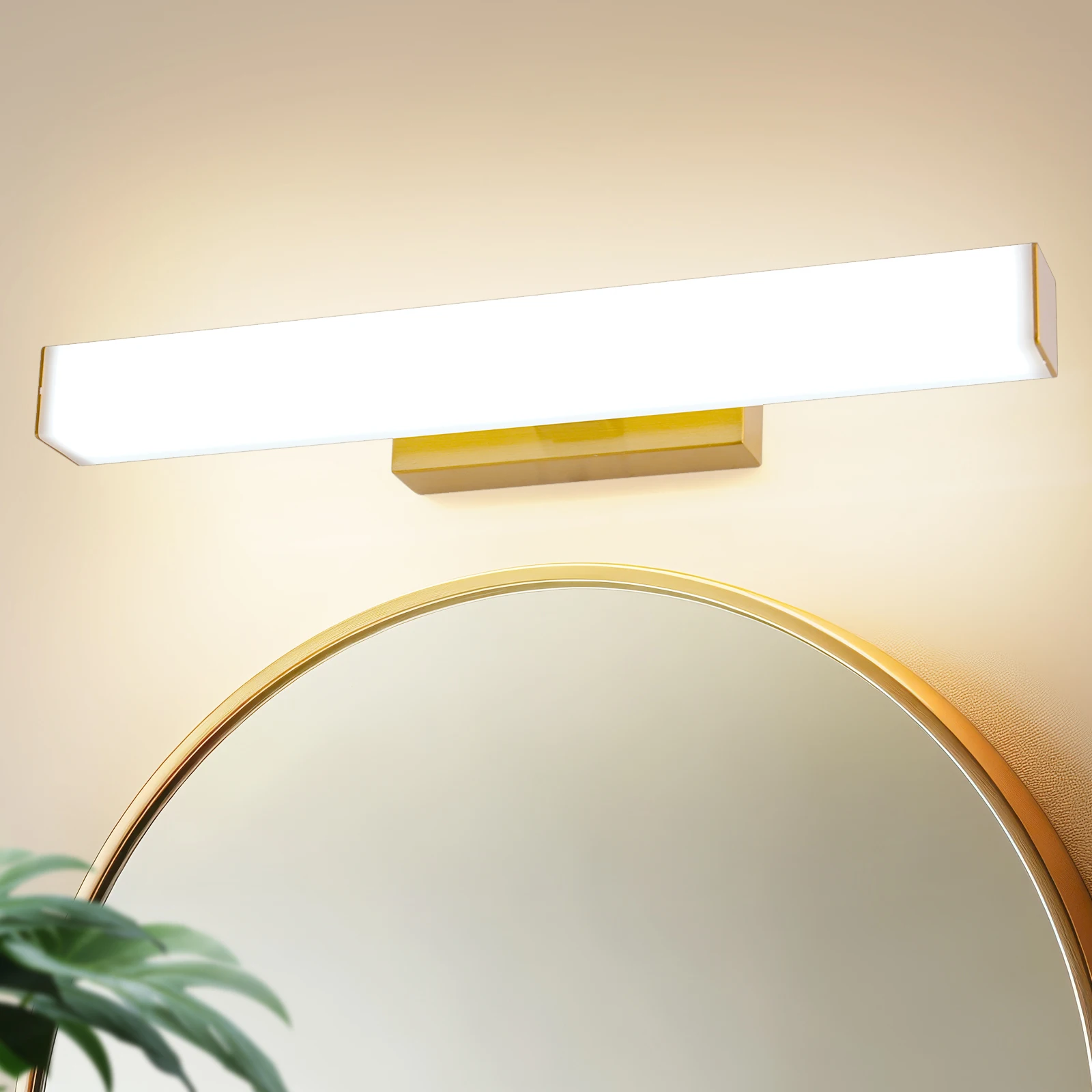 MantoLite 8W 40CM LED Matte Brass Wall Sconce, LED Bathroom Mirror Lamp, 3000K+6000K Reading Lamp, Bedside, Living Room, Picture
