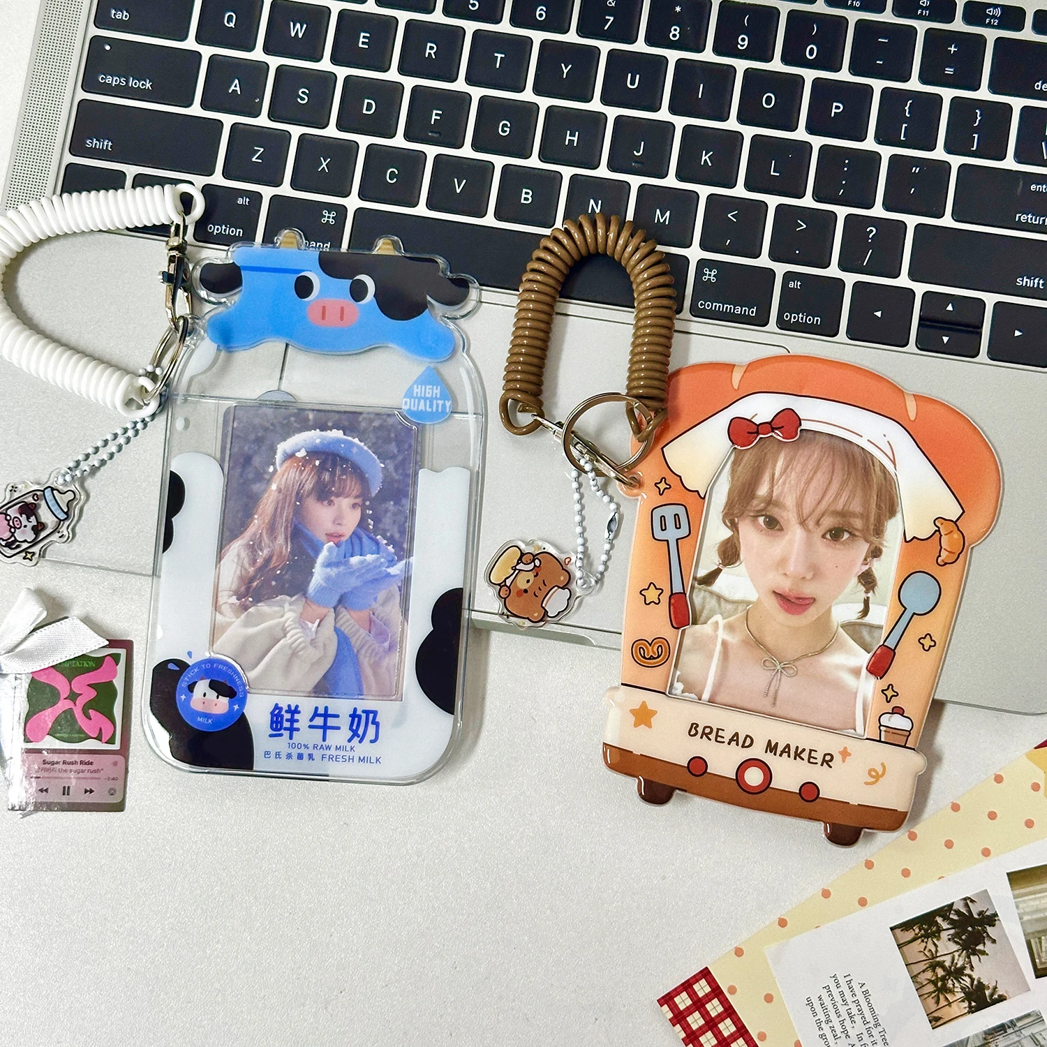 MINKYS لطيف الحيوان 3 بوصة الحليب الغذاء Kpop Photocard حامل صور حامل بطاقة حقيبة قلادة العودة إلى المدرسة القرطاسية