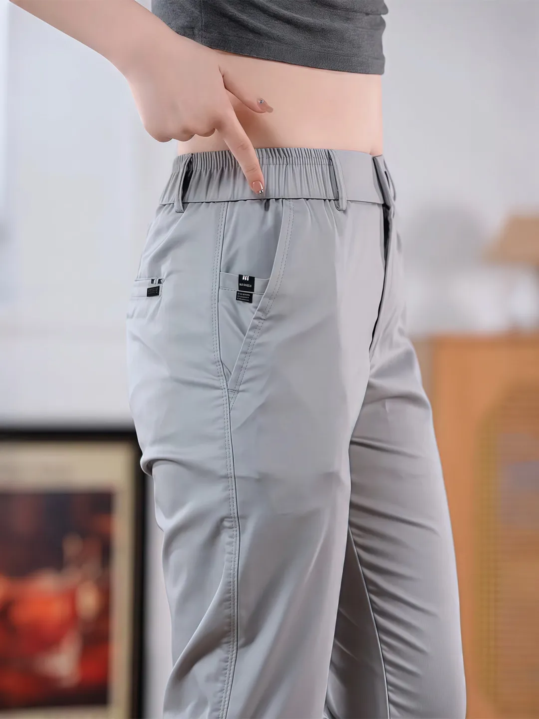 Men's Summer Ice Silk Casual Trousers Ultra-Thin Quick Drying Elastic Slim Straight Leg Solid Color Business Brand Clothing Pant