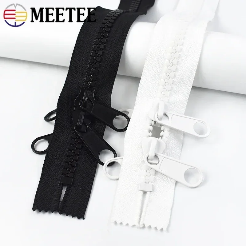 Meetee 10# Resin Zipper 100-600cm Decorative Double Sliders Close End Zip for Tent Bag Outdoor Long Zips DIY Sewing Accessories