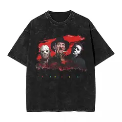 Halloween horrify Harajuku 100% Cotton Oversized Tshirt,Freddy Krueger Never Sleep Again  Summer Loose Washed Tops T-Shirt