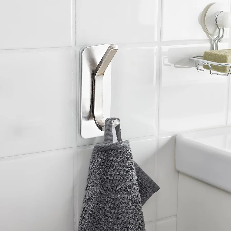 Selbstklebende Handtuchhaken, 4er-Pack, Kleiderhaken aus Edelstahl zum Aufhängen, vielseitige Wandhaken für Badezimmer, Küche, Büro, Schule