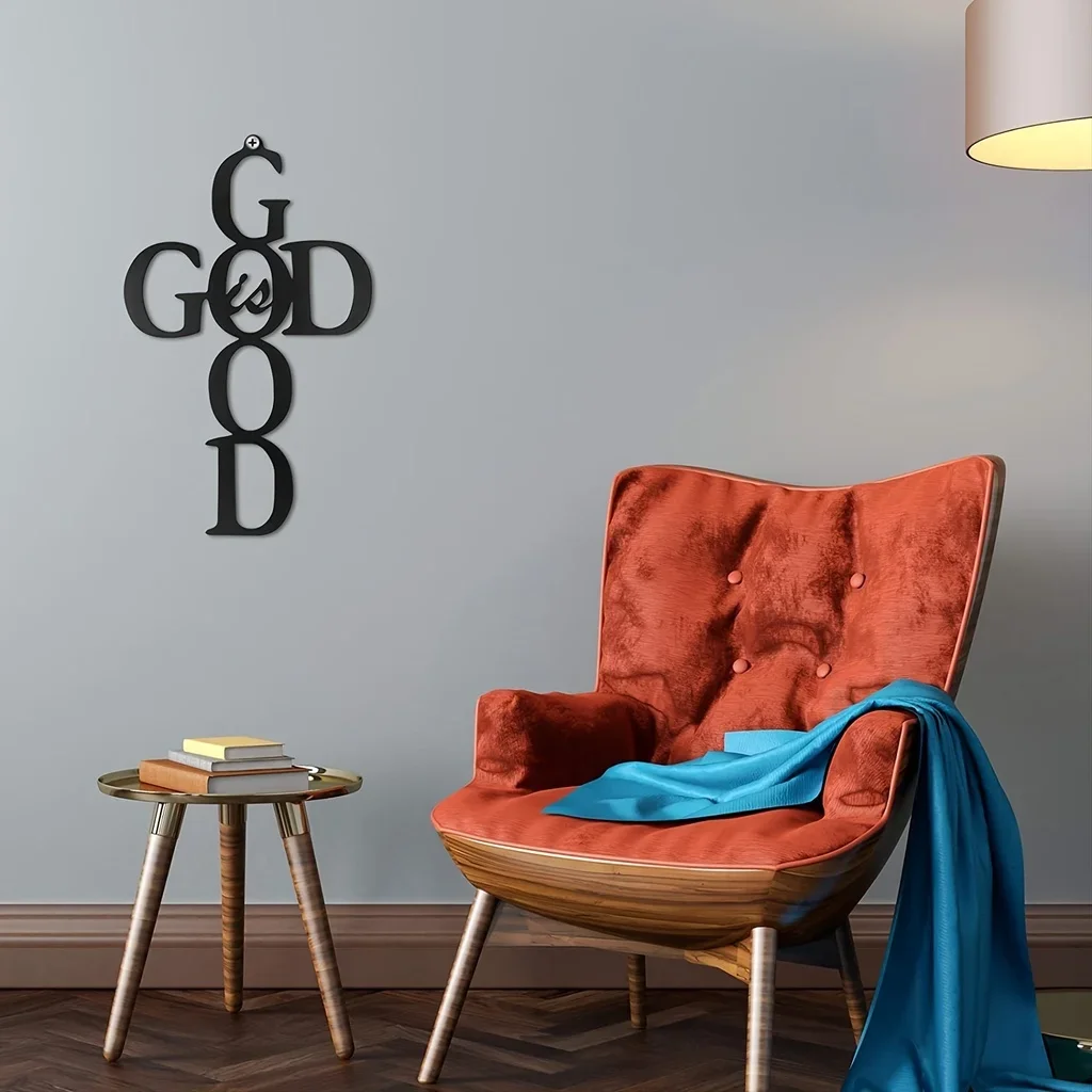 CIFBUY God Is Good Black Cross Metal Wall Art - Inspirational Wall Decor for Home and Office Wall decor metal wall hanging