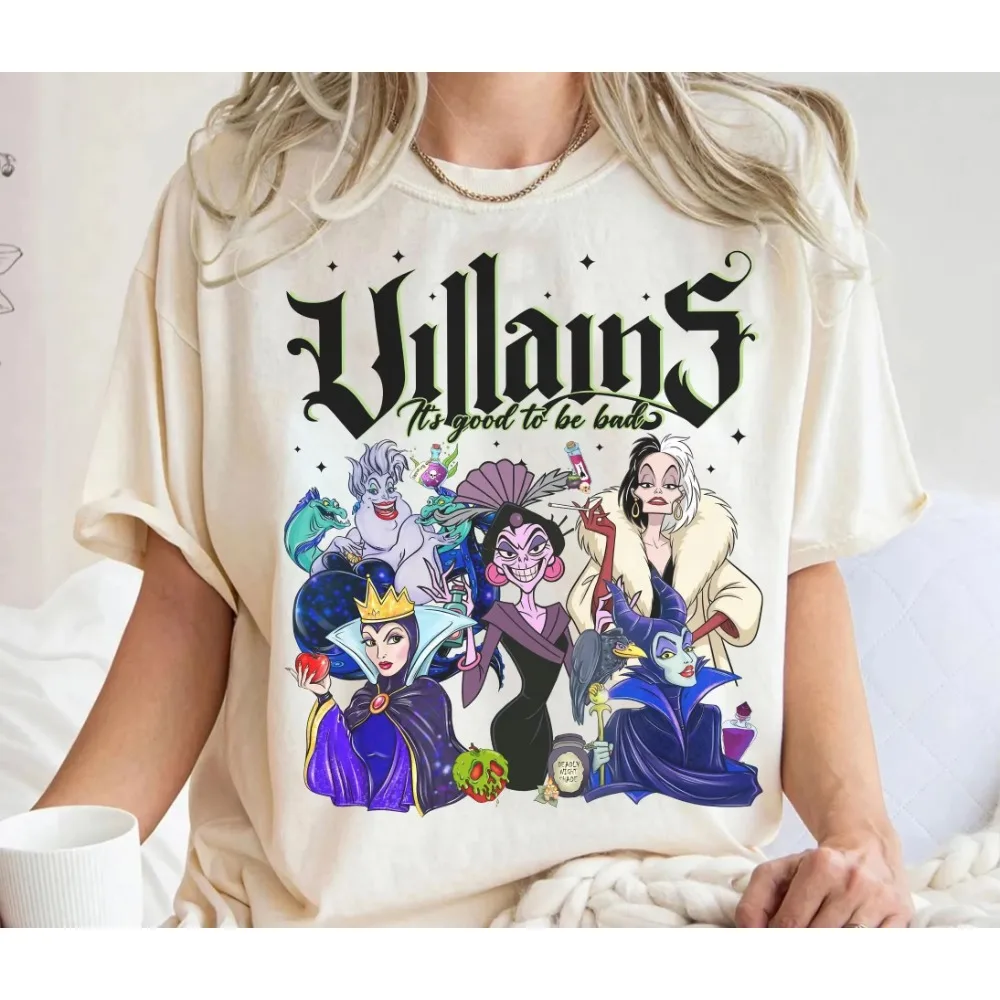 تي شيرت كلاسيكي لأشرار ديزني جيد أن تكون سيئة للهالوين تي شيرت Maleficent Ursula Evil Queen Cruella رحلة الأشرار النسائية للفتيات