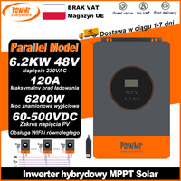 PowMr EU 6.2KW Hybrid Solar Inverters 48V to 230V Output Can Parallel UP To 9 Unit Max PV 500VDC With MPPT 120A Solar Controller