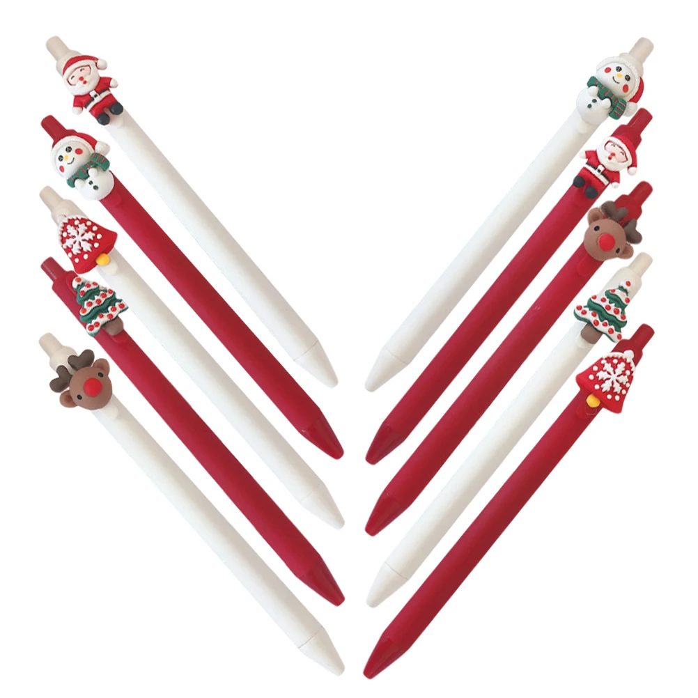 

10 Pcs Winter Christmas Theme Neutral Pen Child Ink Pens Plastic School Office Supplies