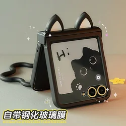 Cute Bracelet Hinge Case Film Integrate For Samsung Galaxy Z Flip 5 6 zflip5 Protective Cover