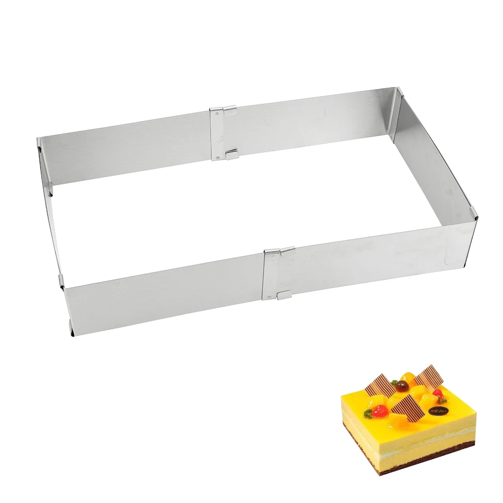 Stainless Steel Bakeware Adjustable Mousse Ring Dessert Baking Tool DIY Cake Decorating Mould Square Cake Mold Cake Tools