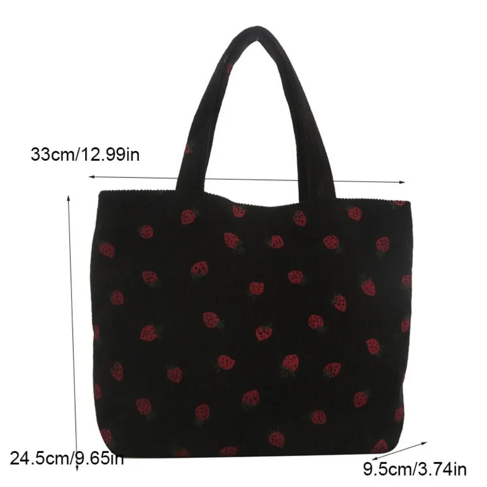 Sacola de morango de grande capacidade para mulheres, bolsa axilas estilo coreano, bolsa de ombro, bolsa de compras