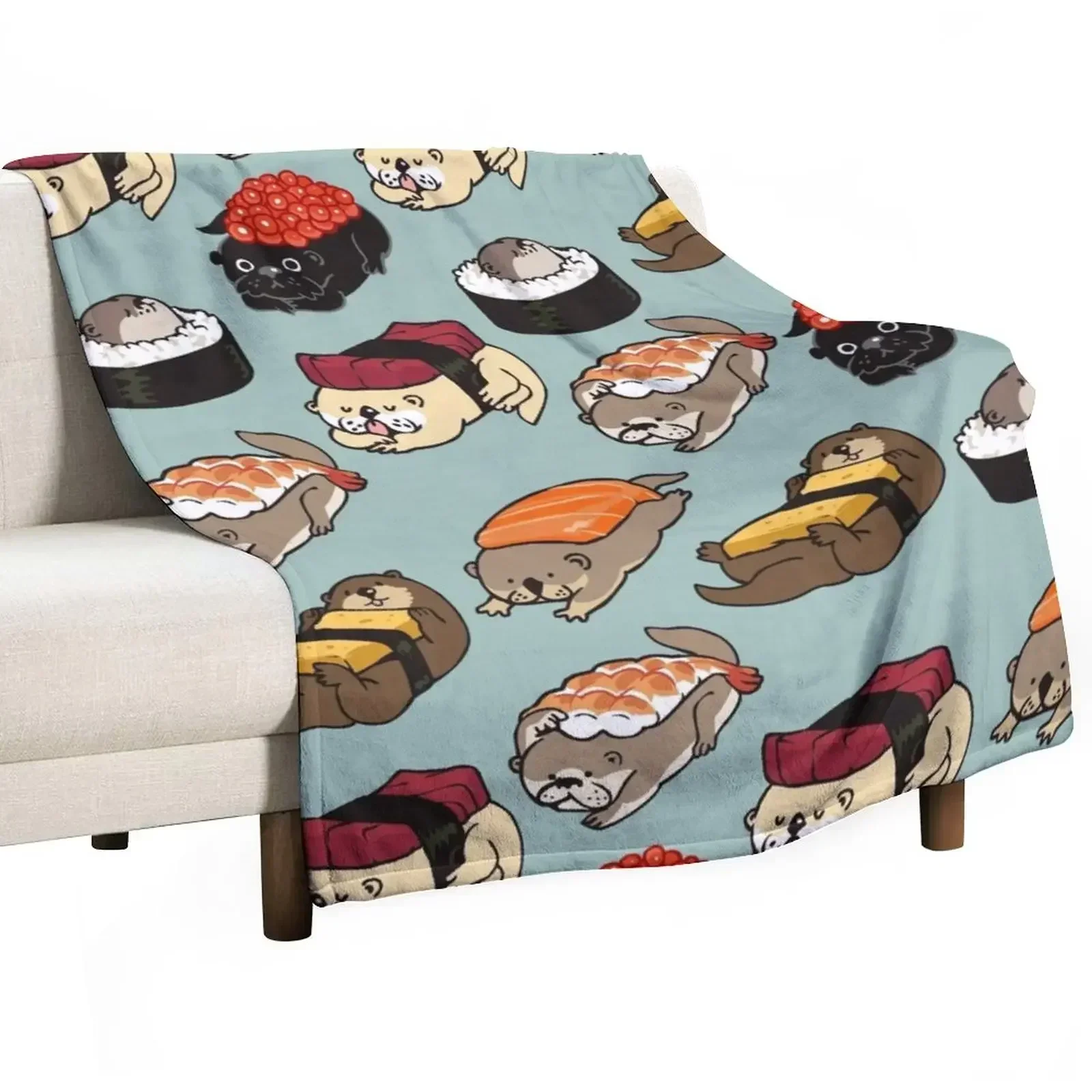 Sushi Otter Throw Blanket Blankets Sofas Of Decoration Furrys Soft Plush Plaid Camping Blankets