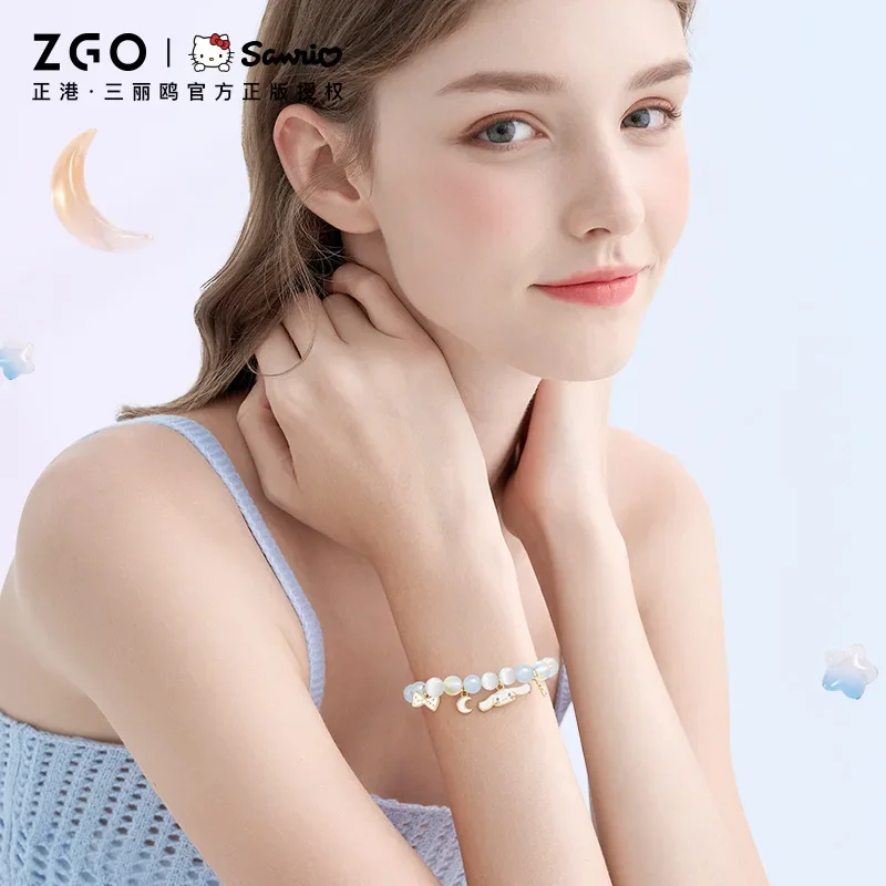 Sanrio New Anime Peripheral Cartoon Kawaii Cute Cinnamon Roll Crystal Bracelet Creative Silver Bracelet Festival Gift Wholesale