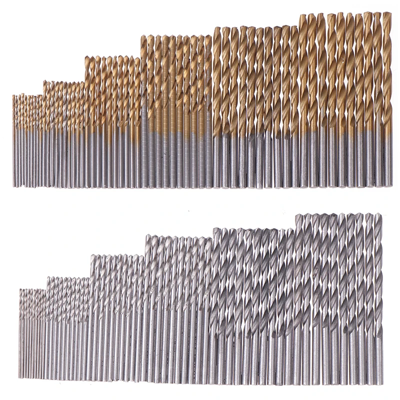 

60/120 шт. сверла с титановым покрытием, диаметр 1/1, 5/2/2, 2/3 мм, набор высокоскоростных стальных Сверл из быстрорежущей стали, высококачественный электрический инструмент