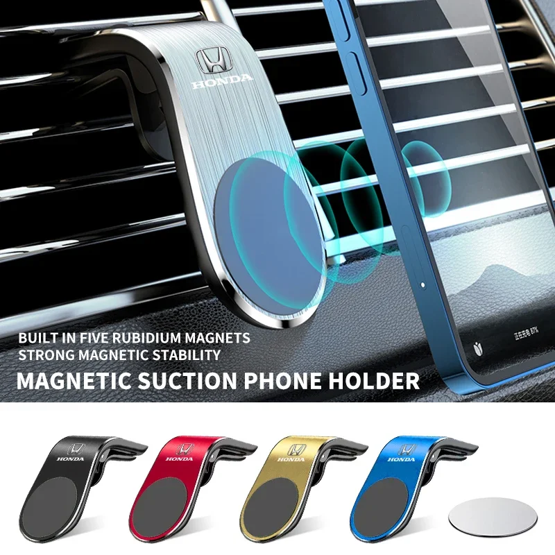 Magnetic L-Type Car Logo Phone Holder Smartphone Stand For Honda Civic FIT JAZZ CR-V CRV HR-V Accord Odyssey Jade City Crider