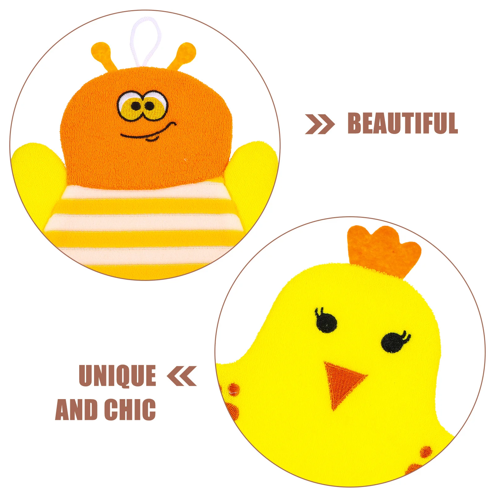 

5Pcs Bath Mitts Cotton Cartoon Fruit Shape Soft Gentle Exfoliating Gloves Shower Bath Gloves Body Scrubbing