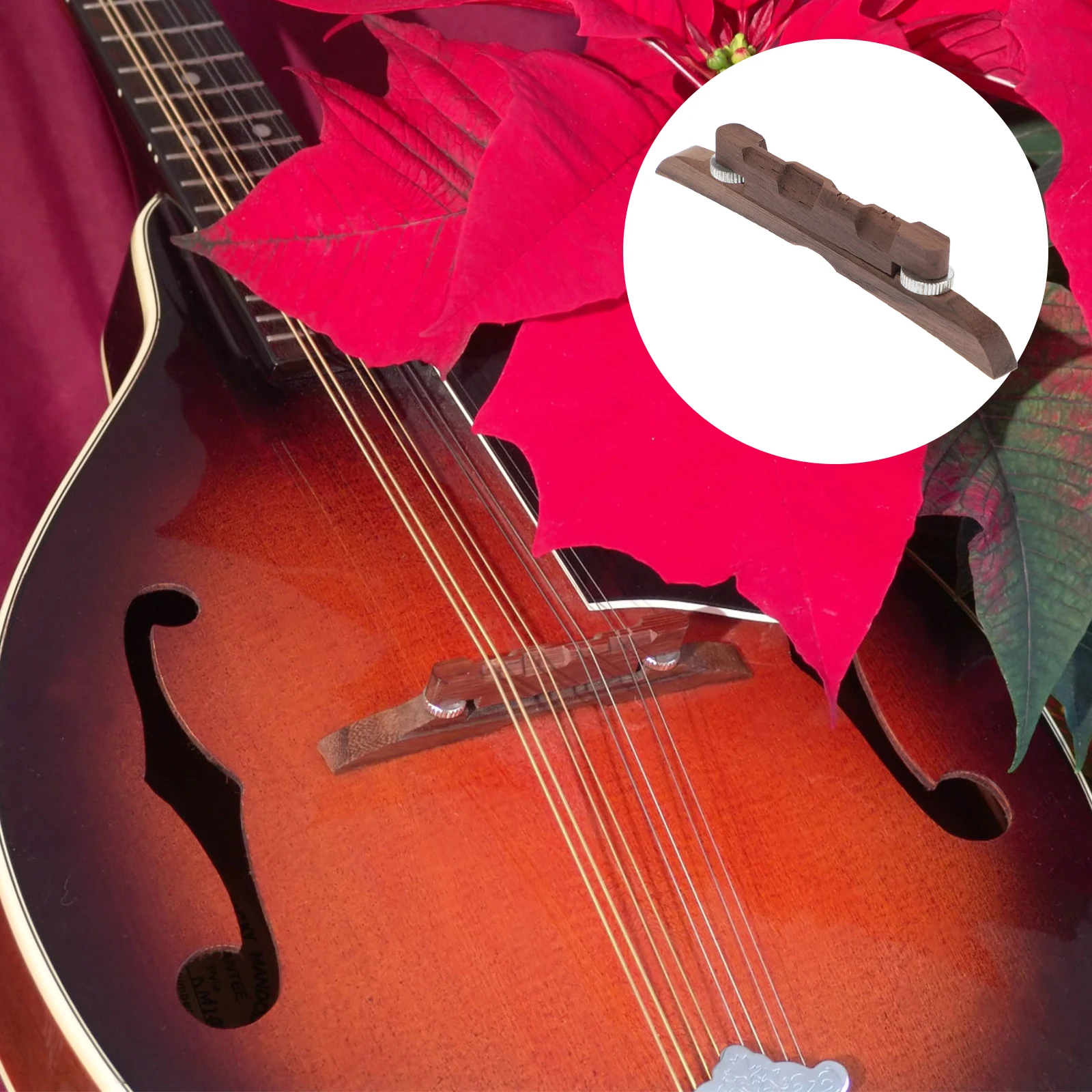 

Adjustable Mandolin Bridge Height Customizable Ebony For Arched Top Mandolin Two Footed Base Bridge Set