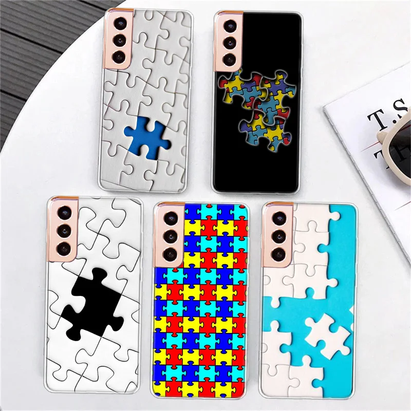 Autism Support Puzzle Phone Case For Samsung A15 A25 A35 A55 A05S A03 A03S A04 A04S A13 A14 A23 A24 A33 A34 A53 A54 A73 A10S S