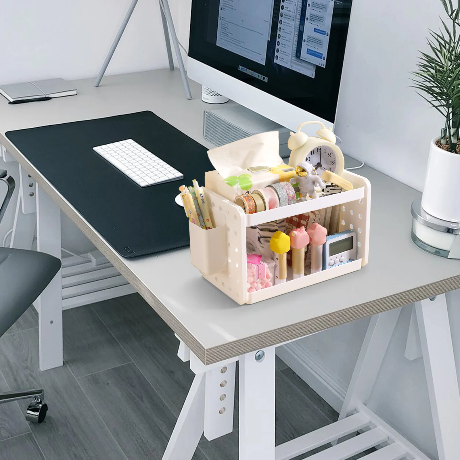 

Desktop Organizer Rack for Books and Magazines File Holder Storage Shelf Vertical Desk Organizer for Office Home Dorm Use