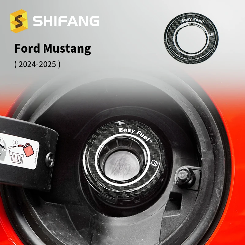 

Real Hard Dry Carbon Fiber Inner Fuel Tank Cover Trim Sticker For Ford Mustang 2024-2025 Scratch-Resist Upscale Easy Install New