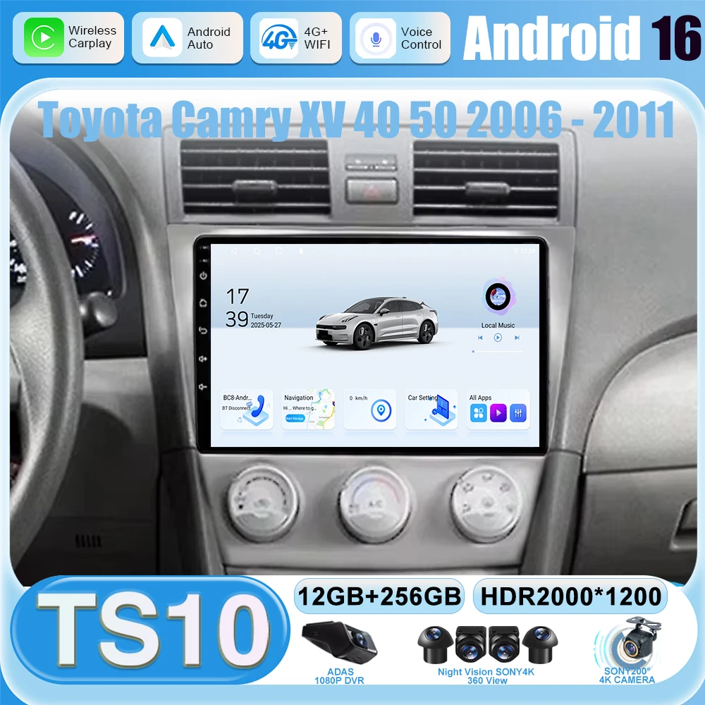 

Автомагнитола для Toyota Camry 40 2007-2011, DVD, QLED, стереосистема, Qualcomm, видеоплеер, навигация, 4G LTE, мультимедиа, Android 16