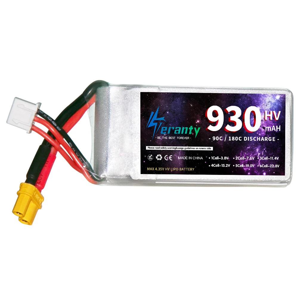 TERANTY-Batterie Lipo pour Voiture de Course RC Drone Hélicoptère Avion FPV, Compte 30, Prise 60, 930mAh, 2S, 7.6V, 90C, 1 à 3 Pièces