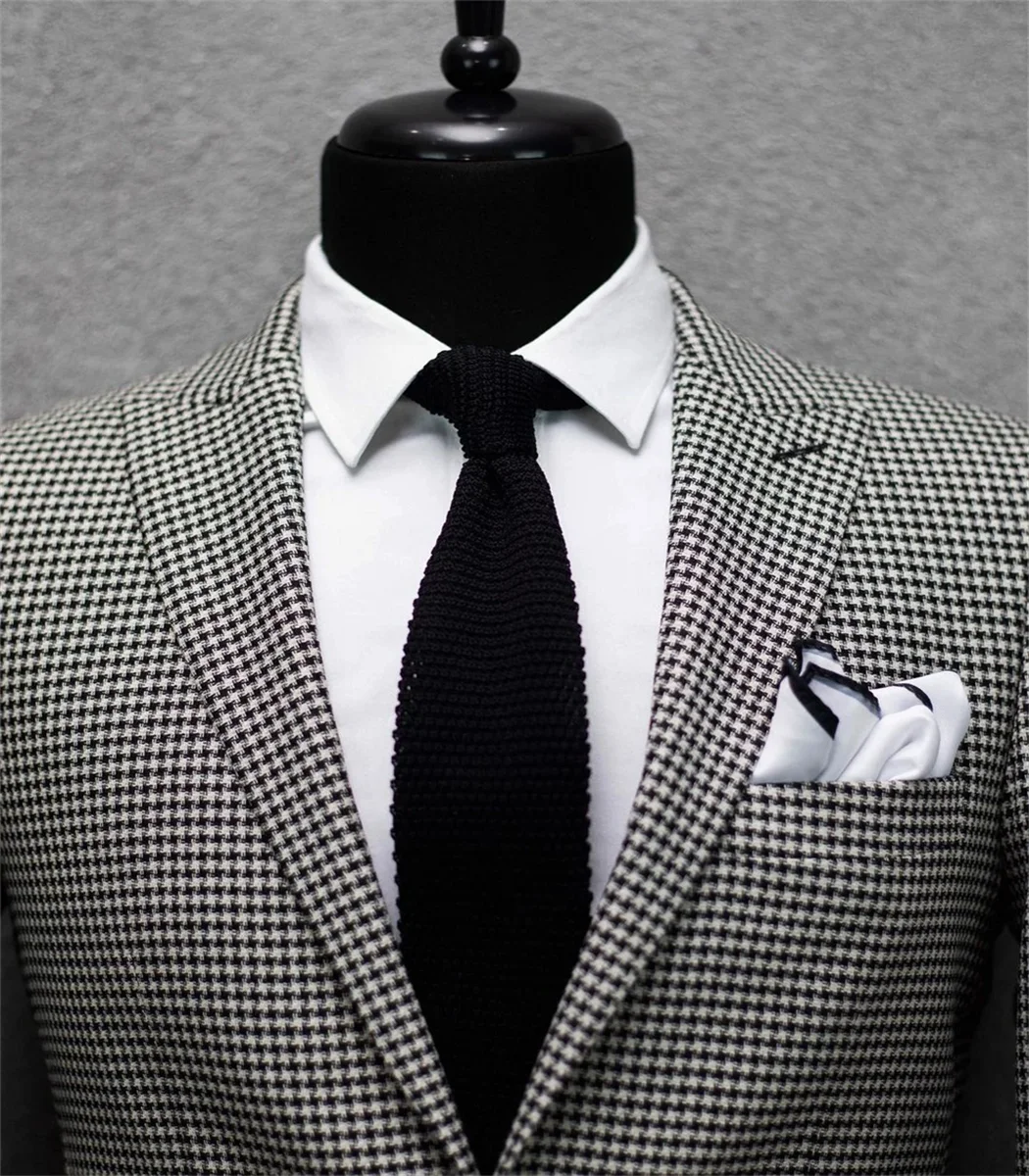 

1 PiecesNew Men's Suits Jacket Fashion Houndstooth Peaked Lapel One Coat Slim Fit Groom Tuxedos Only Blazer For Wedding Business