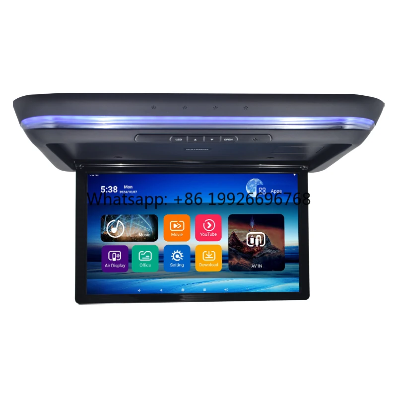 

15.6 Inch Electric Car TV Flip Roof Monitor Remote Control Voice Control HD Touch Screen Android WiFi Car Entertainment System