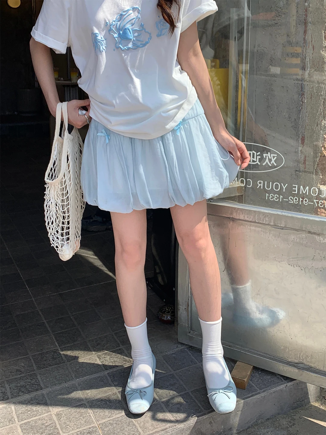 

Женская летняя пышная юбка Cozydays Blue Knot Cloud Flower Bud, новинка 2026 года, маленький размер, с эластичной талией, милая и элегантная